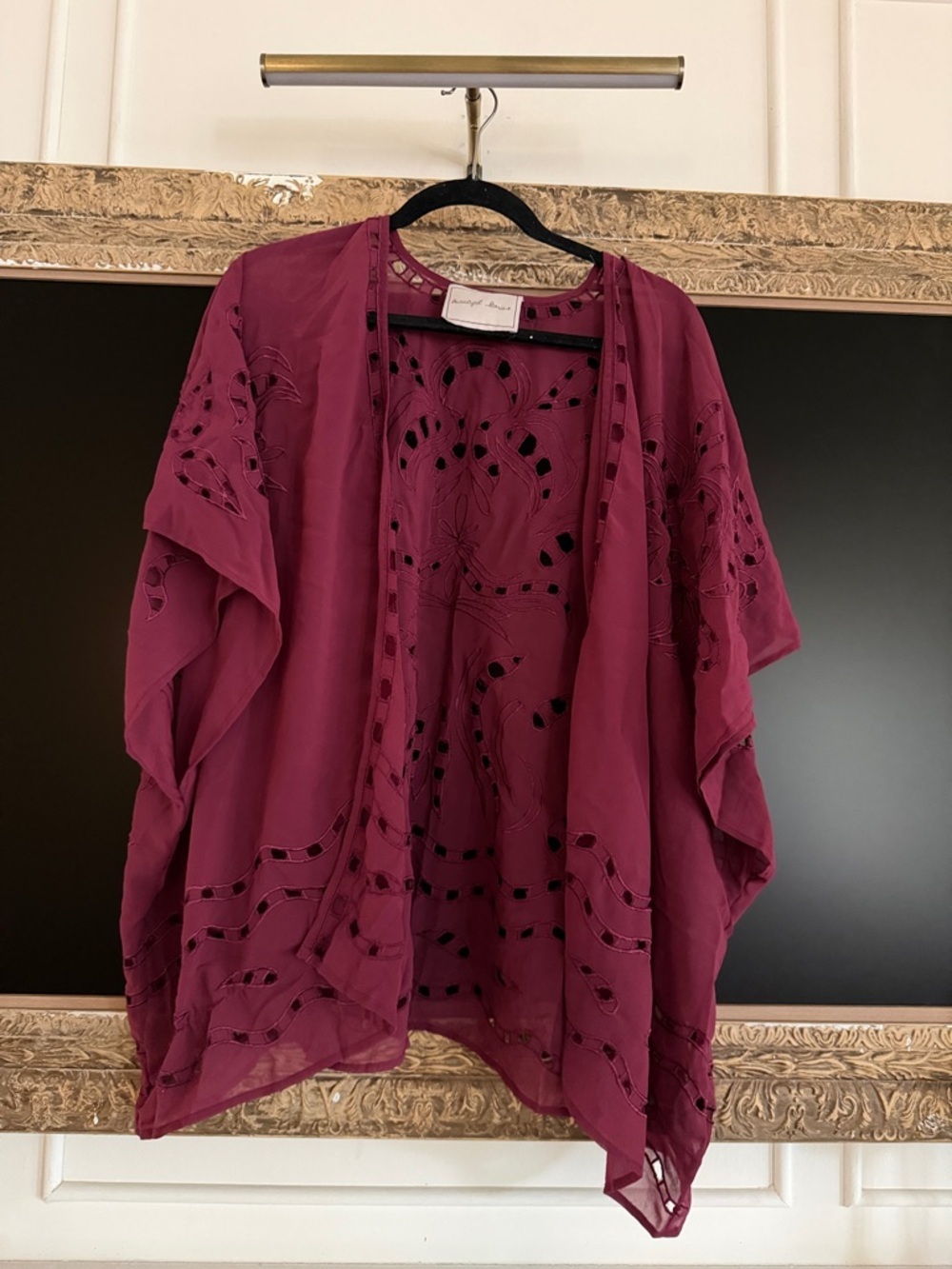 Women’s Burgundy Crochet-Detail Swim Coverup